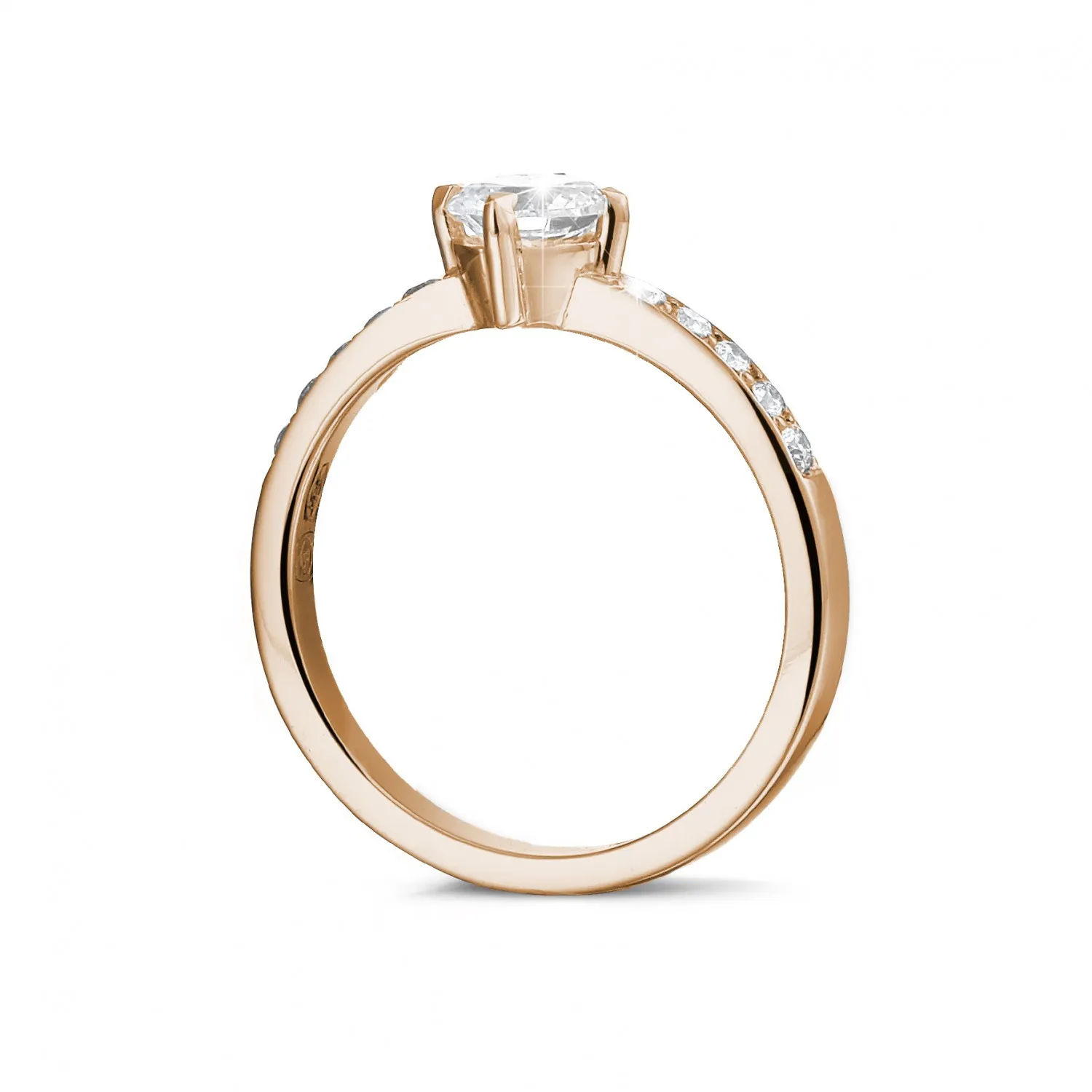 0.50 quilates anillo solitario diamante en oro rojo con diamantes en los lados 