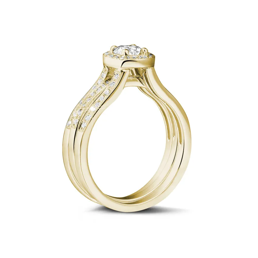 0.70 quilates anillo solitario diamante de oro amarillo con diamantes en los lados 