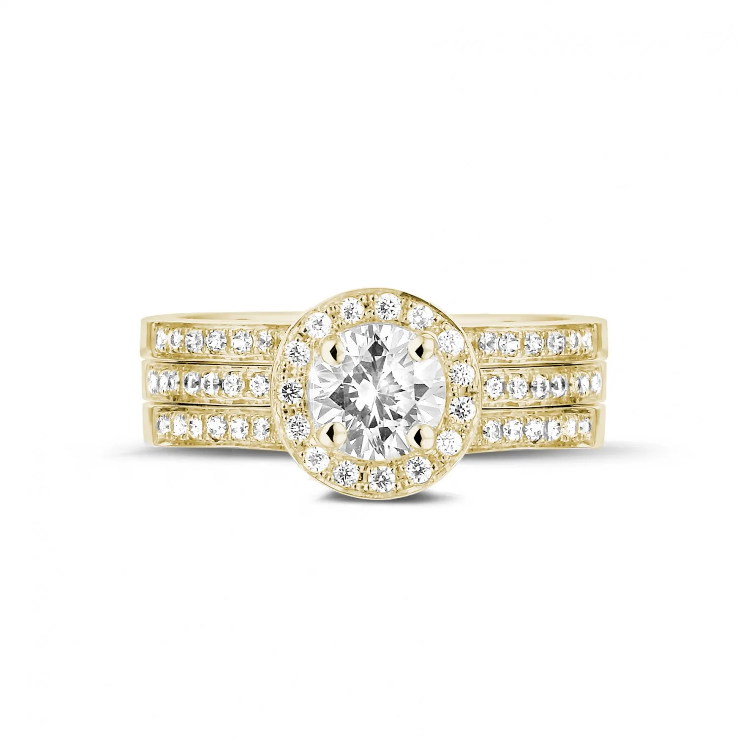 0.70 quilates anillo solitario diamante de oro amarillo con diamantes en los lados 
