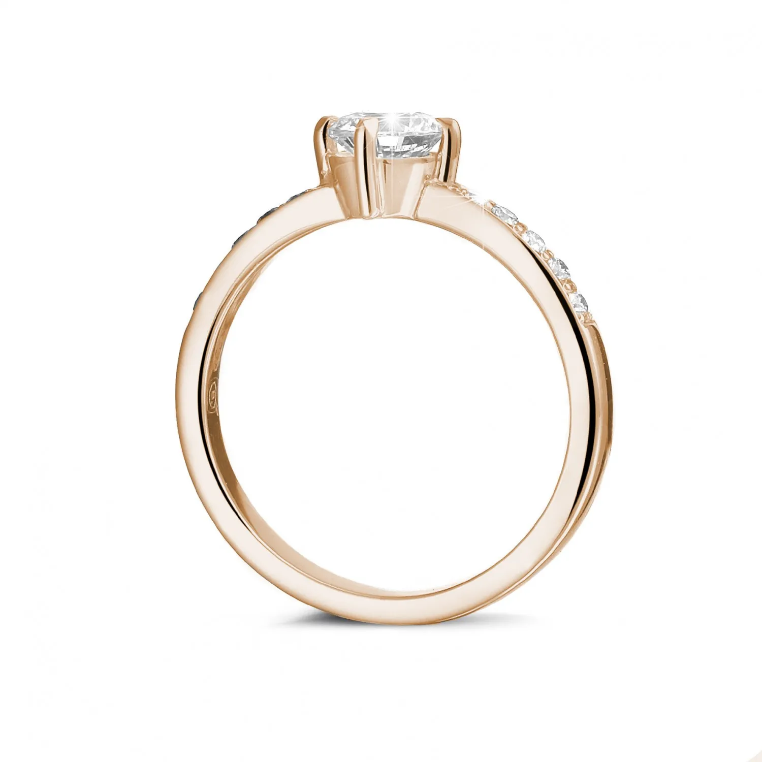 0.70 quilates anillo solitario diamante en oro rojo con diamantes en los lados 