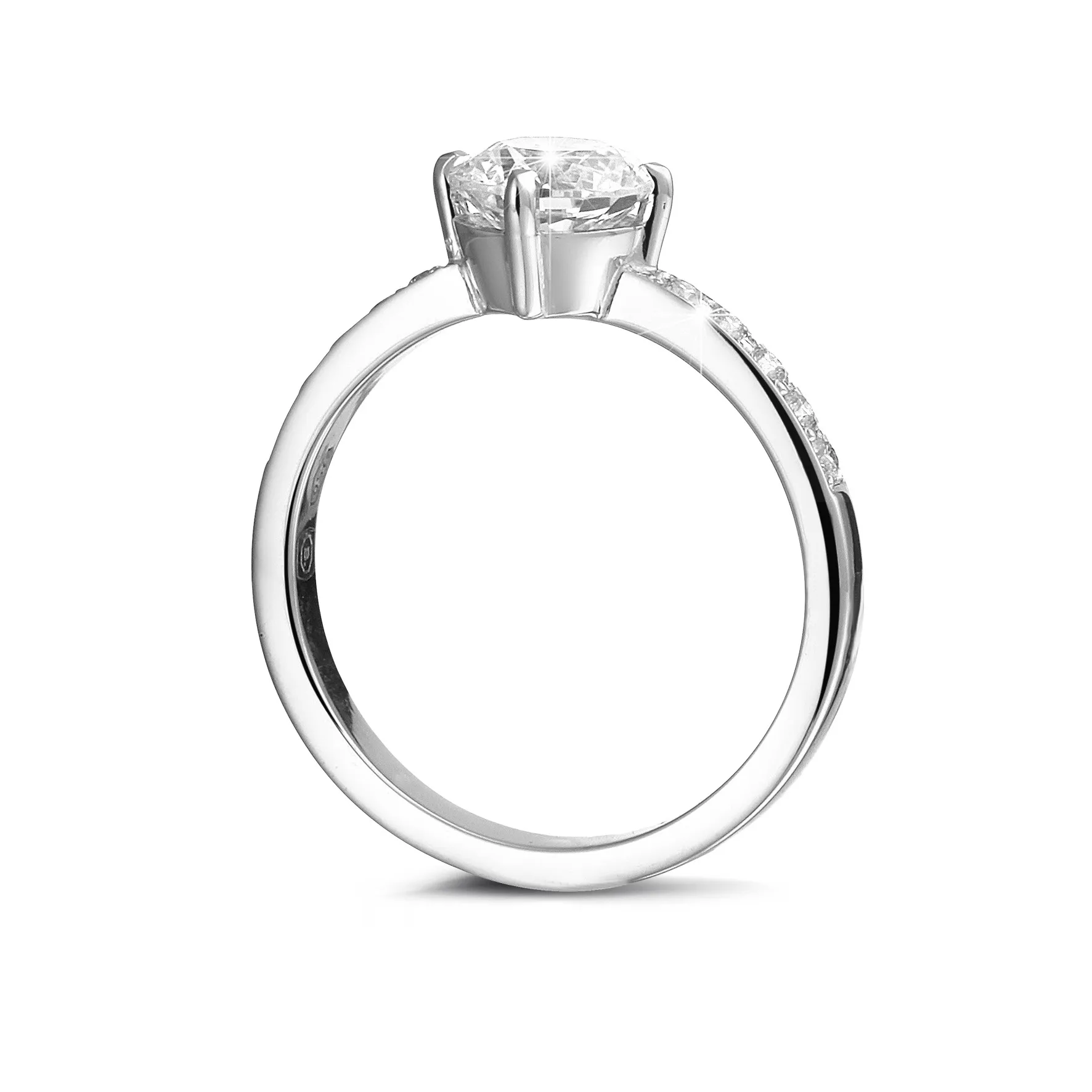 0.90 quilates anillo solitario diamante en platino con diamantes en los lados 