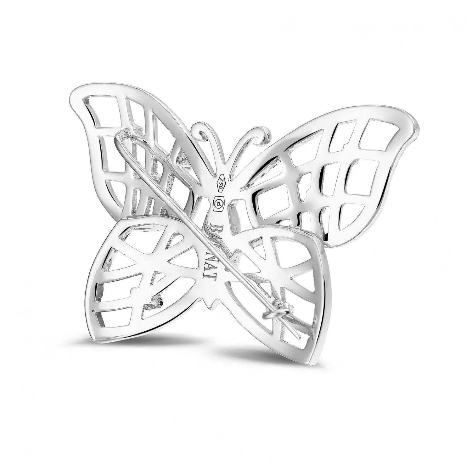 0.90 quilates broche mariposa diamante diseño en oro blanco 