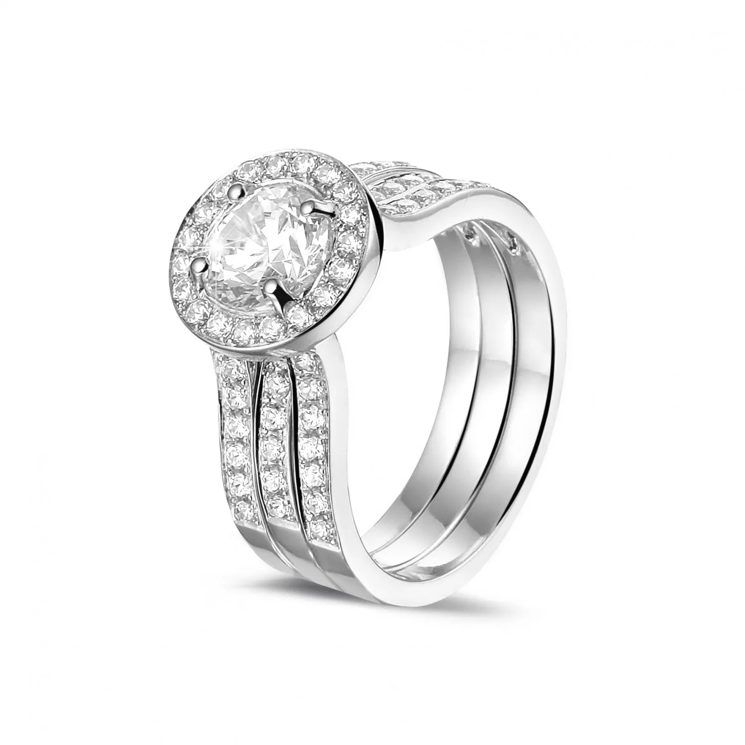 1.00 quilates anillo solitario diamante de platino con diamantes en los lados 