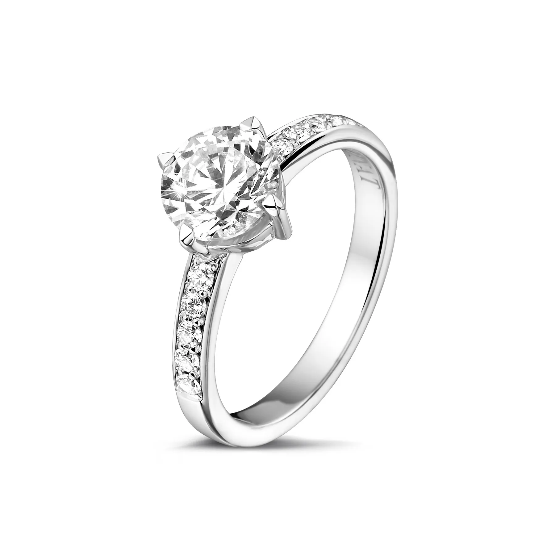 1.25 quilates anillo solitario diamante en platino con diamantes en los lados 