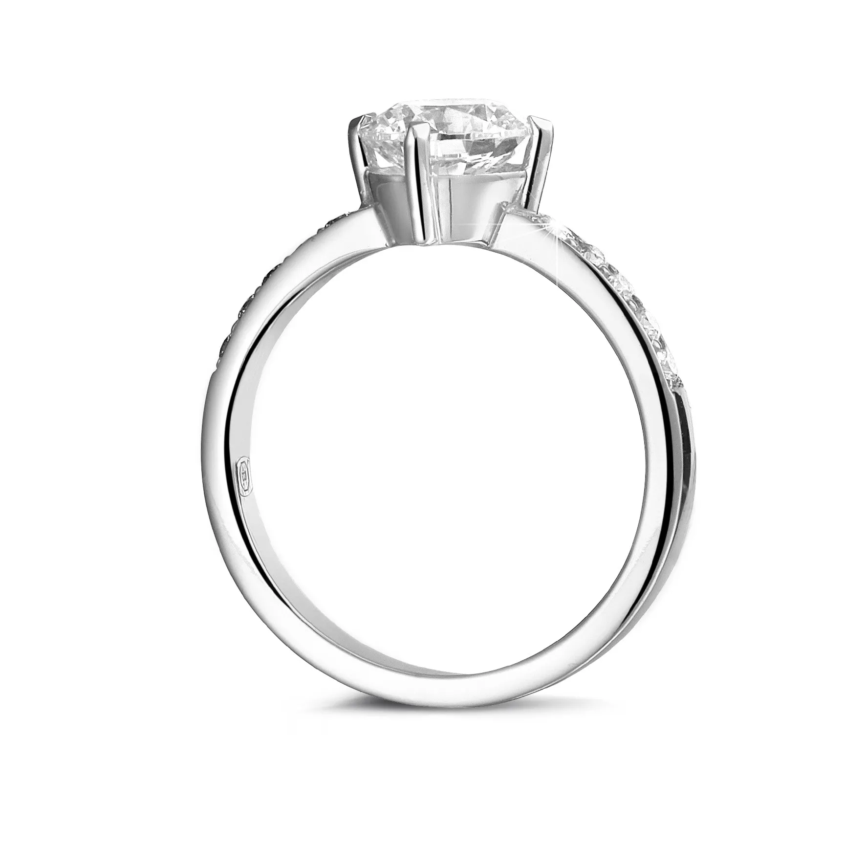 1.25 quilates anillo solitario diamante en platino con diamantes en los lados 
