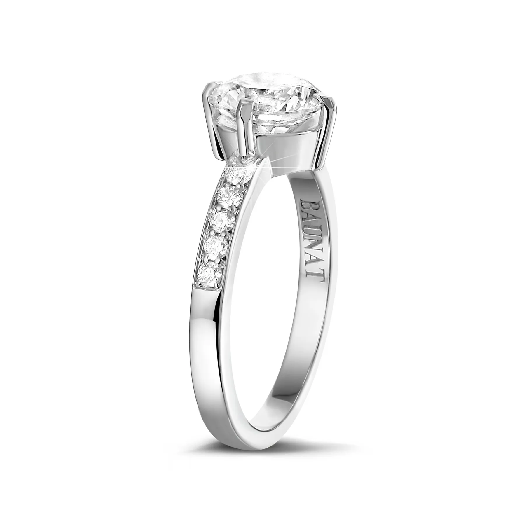 2.00 quilates anillo solitario diamante de oro blanco con diamantes en los lados 