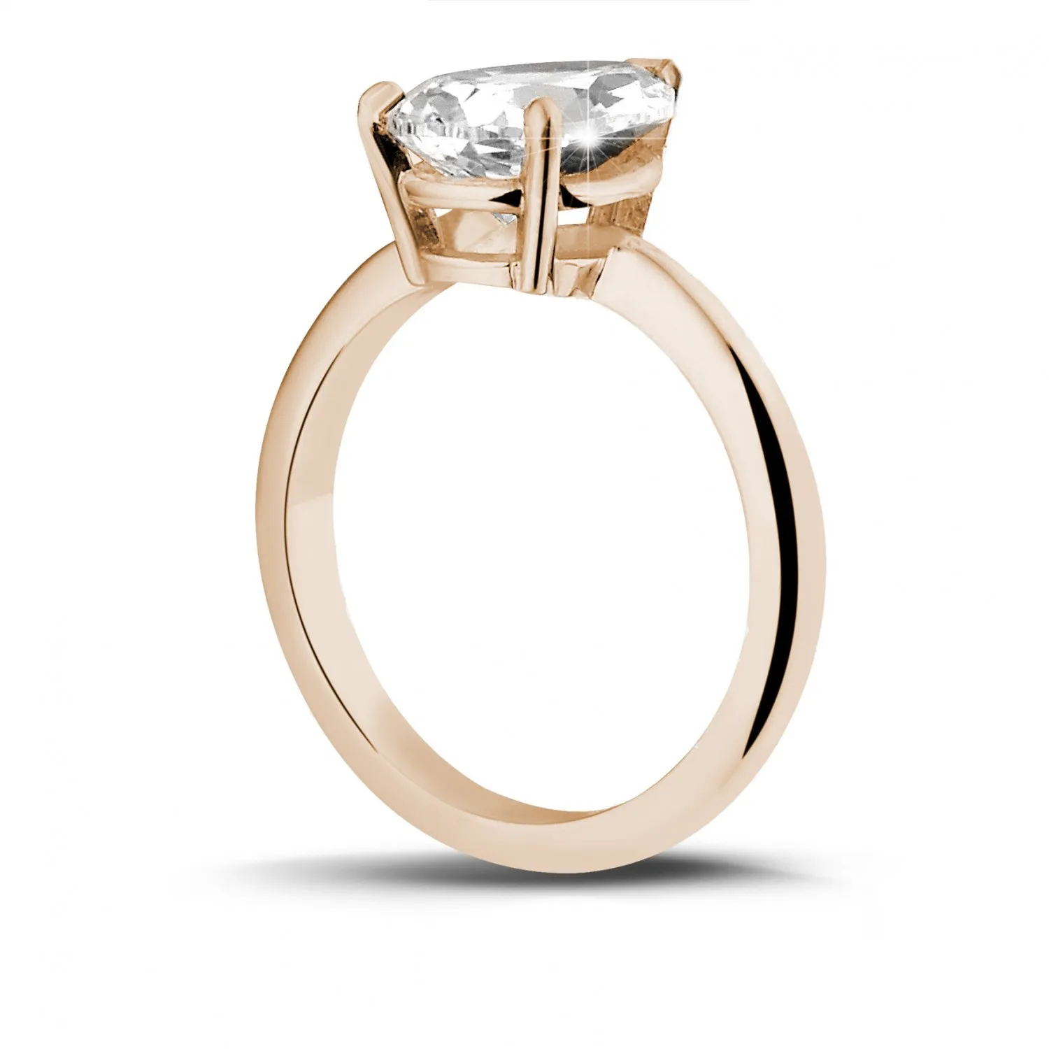 2.00 quilates anillo solitario en oro rojo con diamante en forma de pera 
