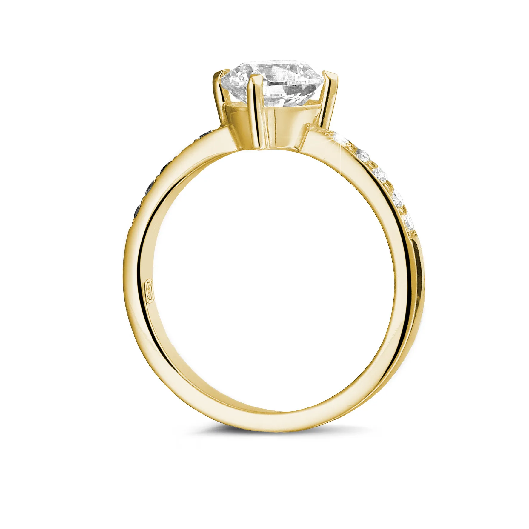 2.50 quilates anillo solitario diamante en oro amarillo con diamantes en los lados 