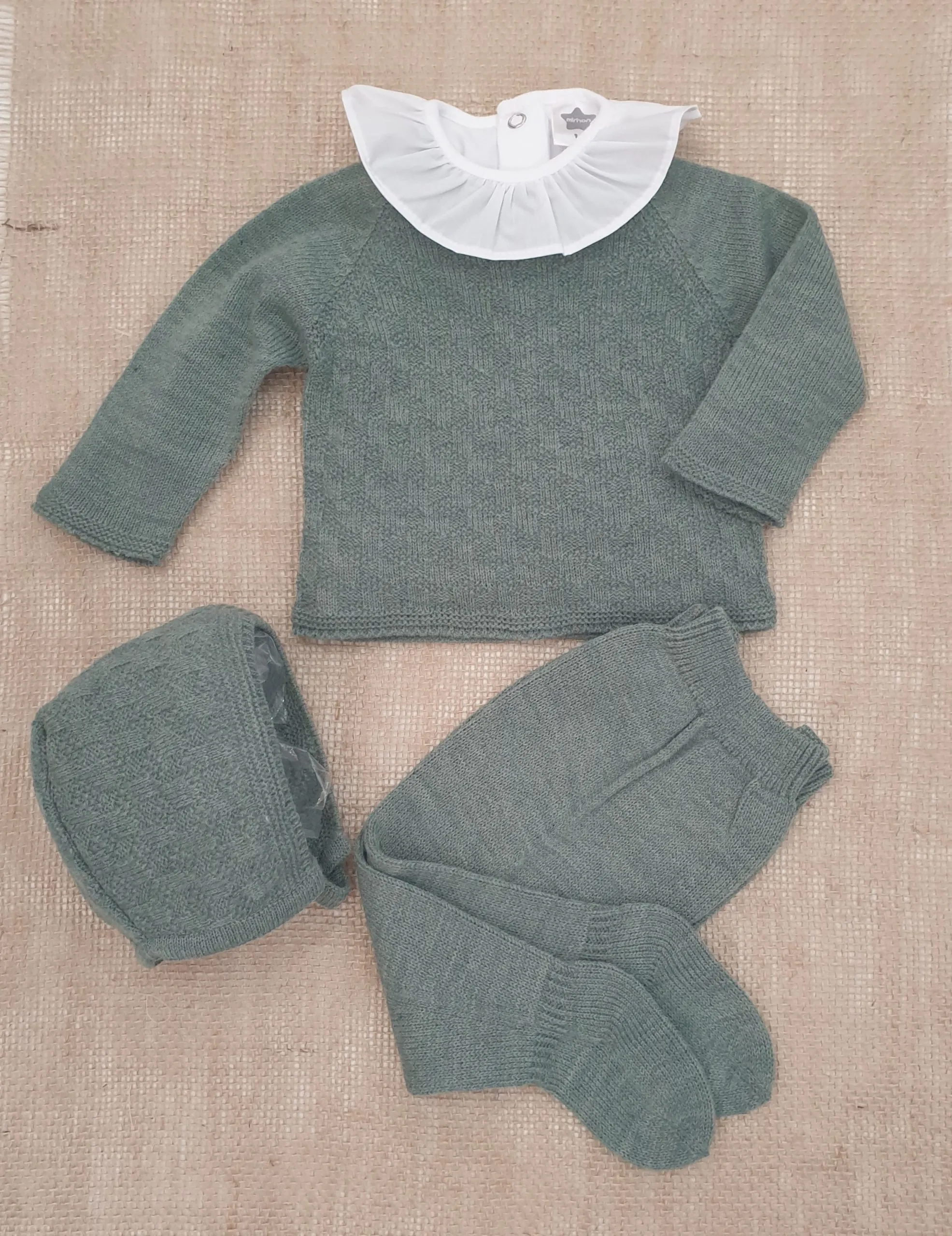A Conjunto punto bebé polaina Verde Bambu R091133