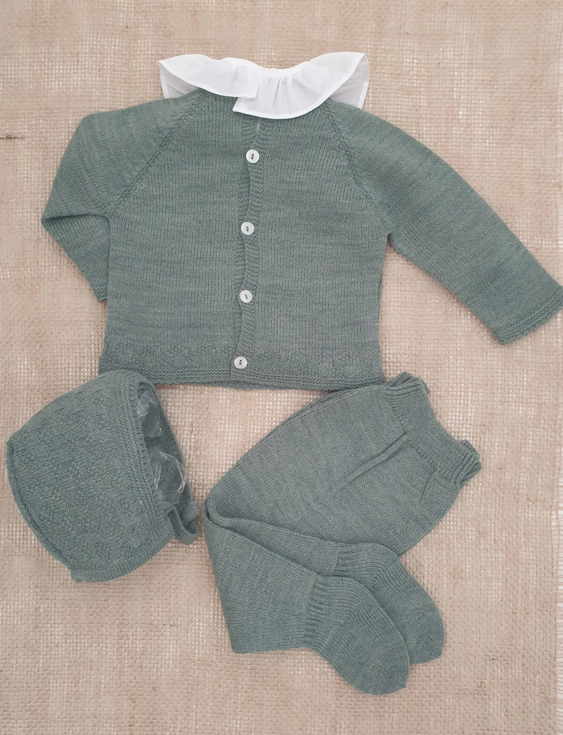 A Conjunto punto bebé polaina Verde Bambu R091133