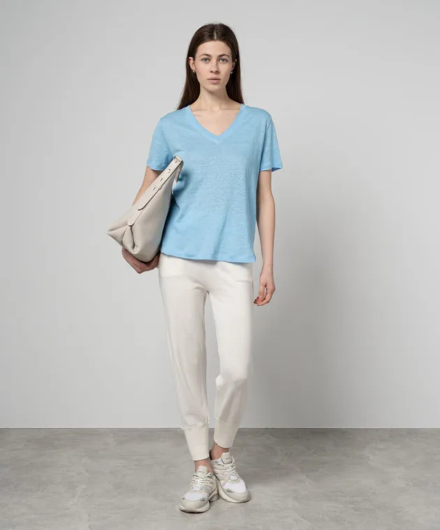 ALLUDE BLUE LINEN TSHIRT