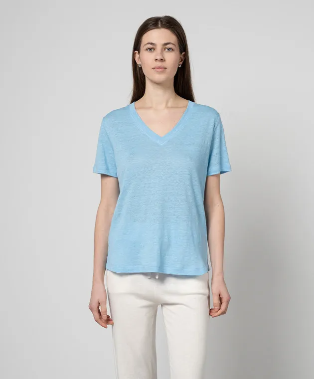 ALLUDE BLUE LINEN TSHIRT
