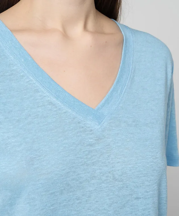 ALLUDE BLUE LINEN TSHIRT