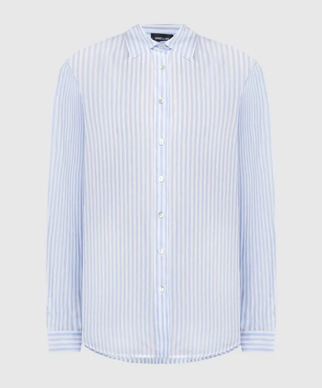 ANNECLAIRE Blue striped shirt with linen