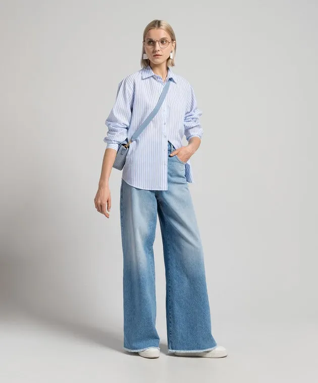 ANNECLAIRE Blue striped shirt with linen
