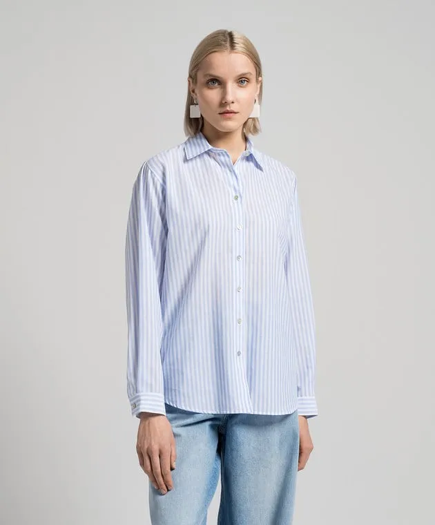 ANNECLAIRE Blue striped shirt with linen