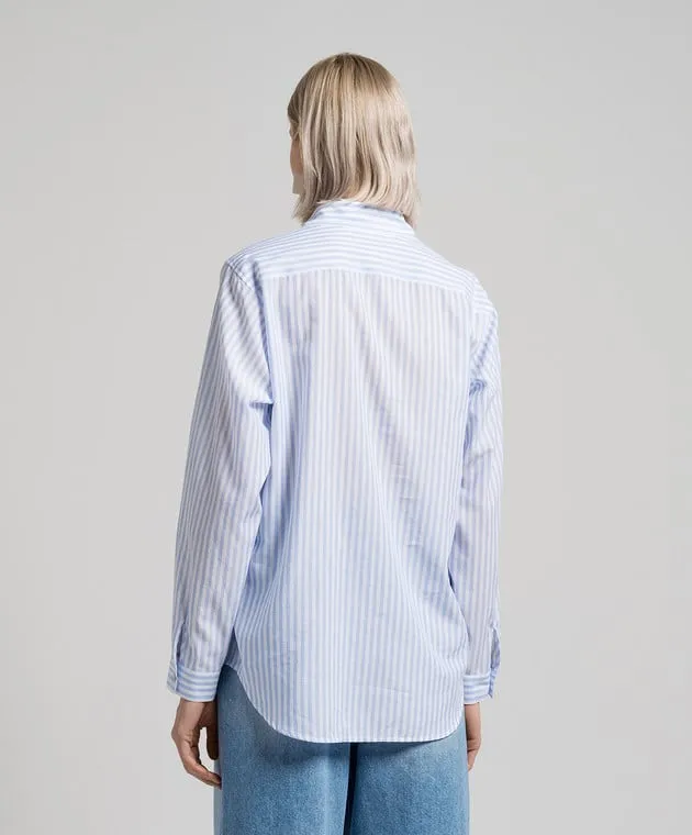 ANNECLAIRE Blue striped shirt with linen