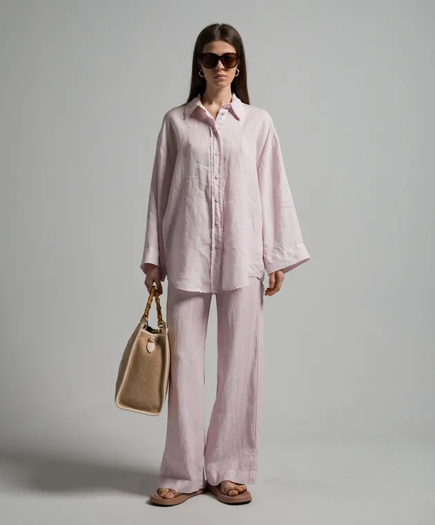 ANNECLAIRE Pink linen pants