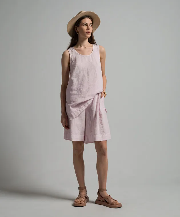 ANNECLAIRE Pink linen top