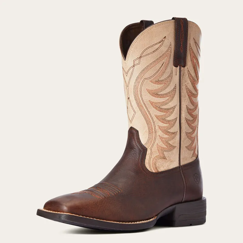 ARIAT Ariat Mens Amos Wide Square Toe Western Boot Barley Brown