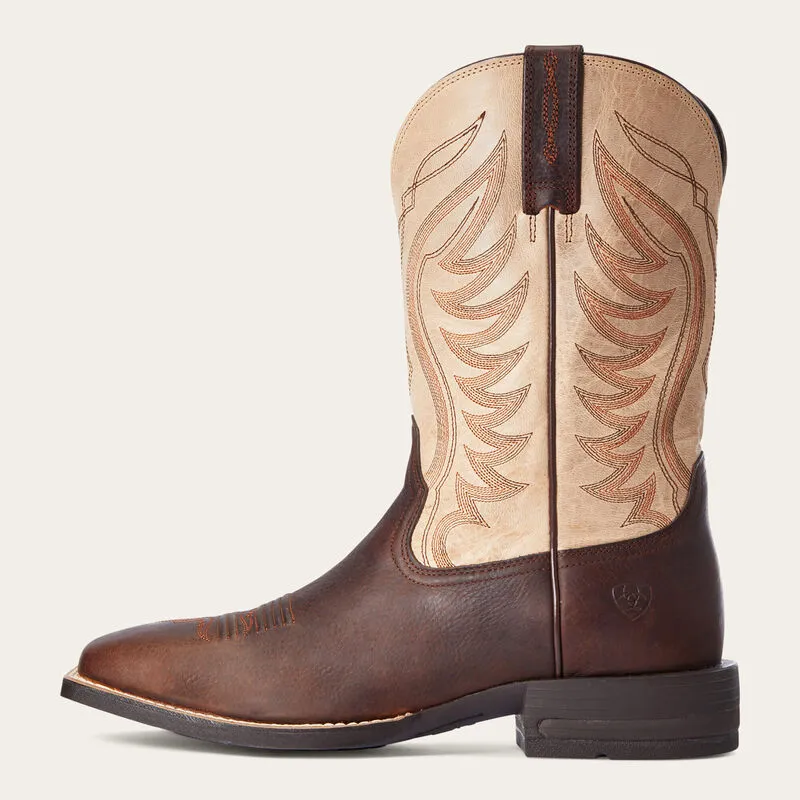 ARIAT Ariat Mens Amos Wide Square Toe Western Boot Barley Brown