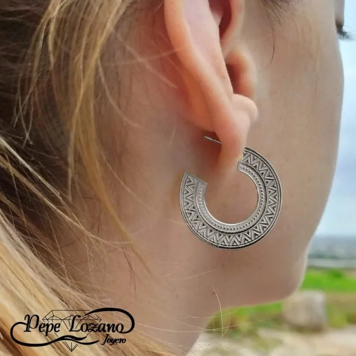 Aros plata étnicos grandes