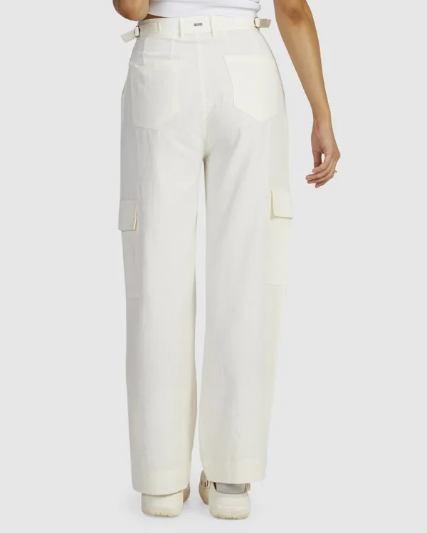BEATS LINEN  PANTAL&OACUTE;N CARGO DE PIERNA ANCHA PARA MUJER