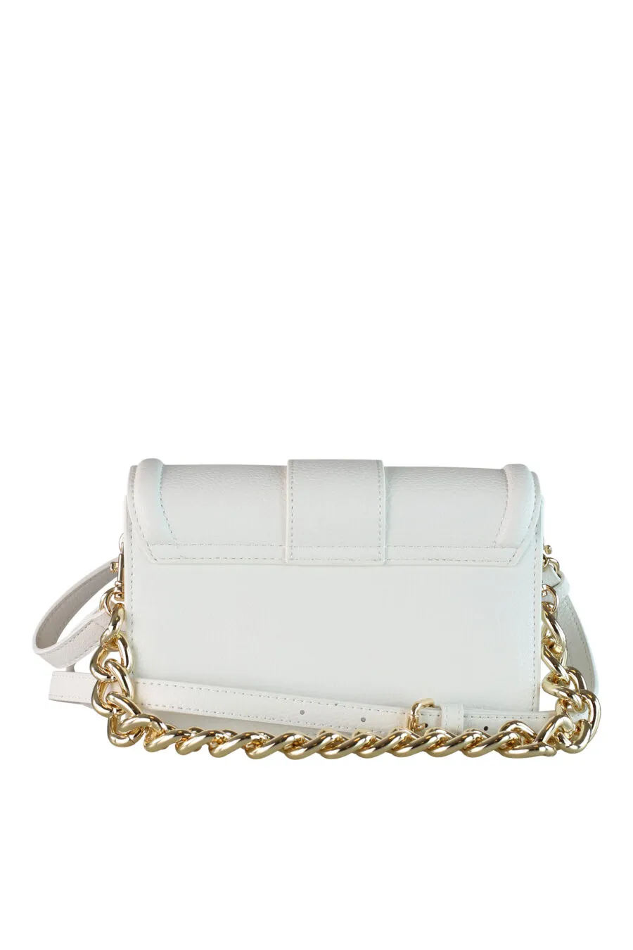 Bolso bandolera blanco con cadena y hebilla barroca