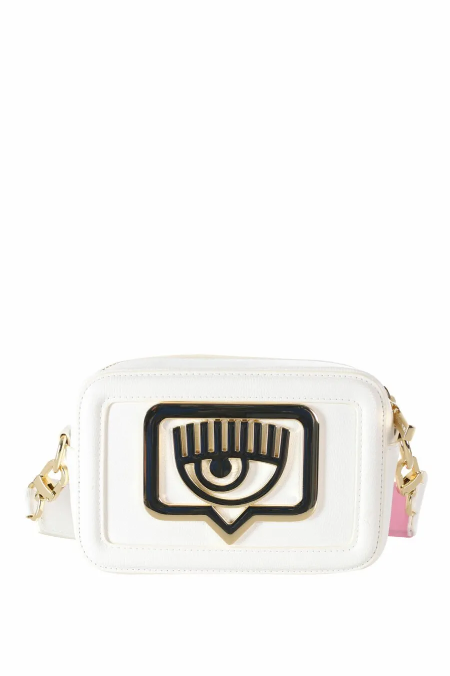 Bolso bandolera blanco con maxilogo ojo en metal
