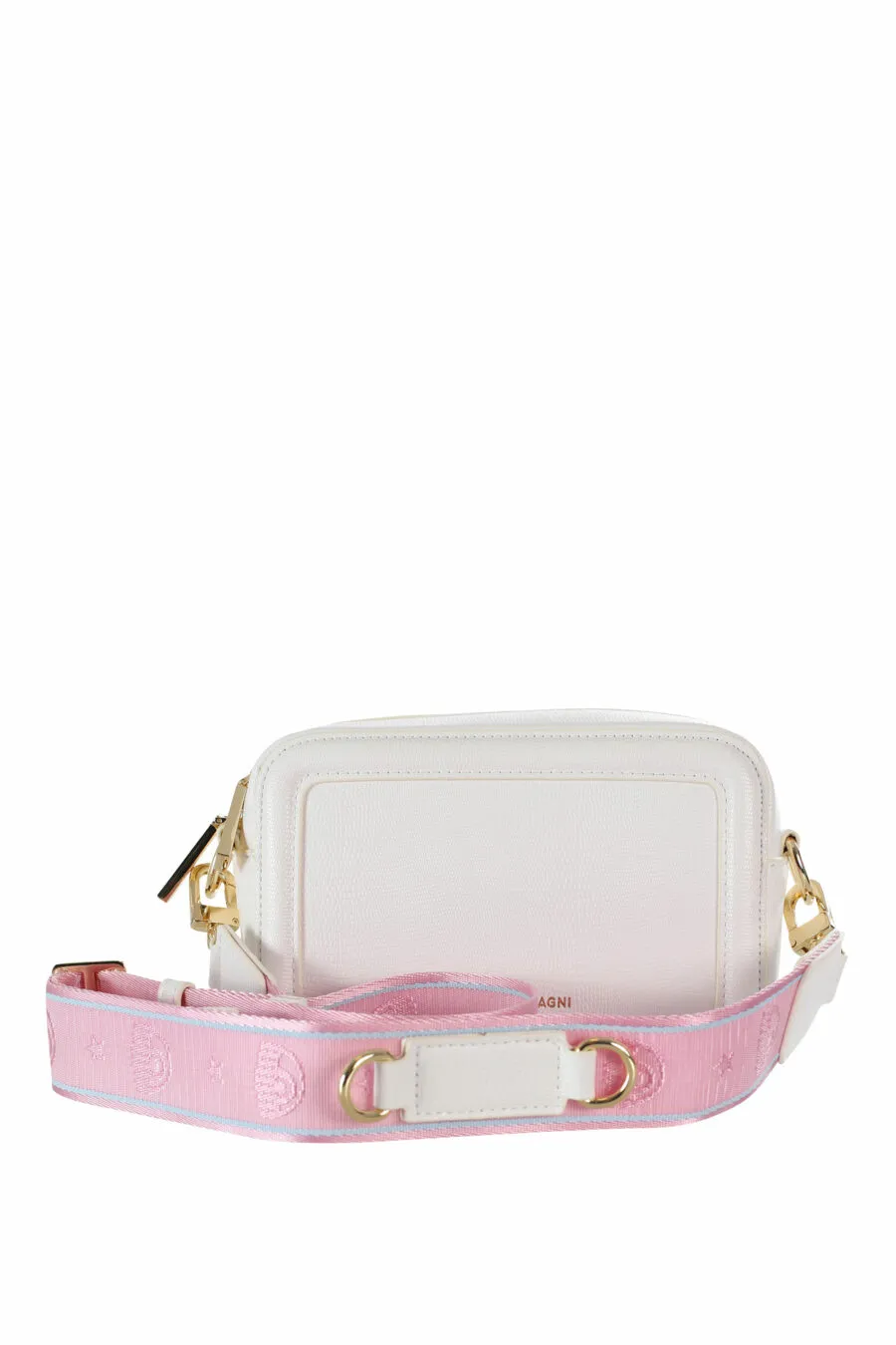 Bolso bandolera blanco con maxilogo ojo en metal