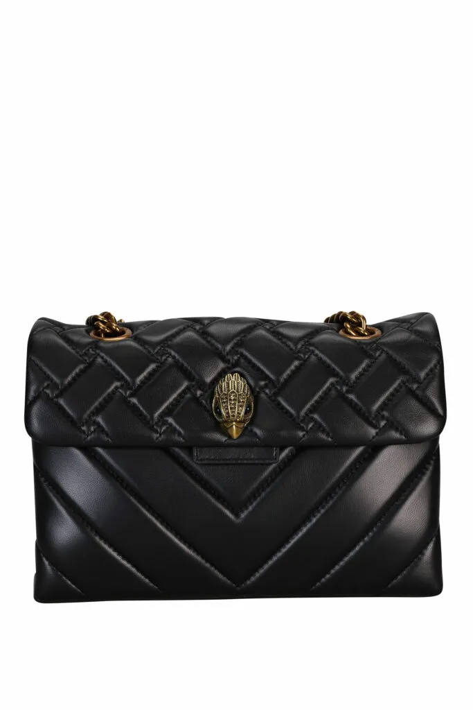 Bolso bandolera midi negro con logo águila dorada con cadena dorada