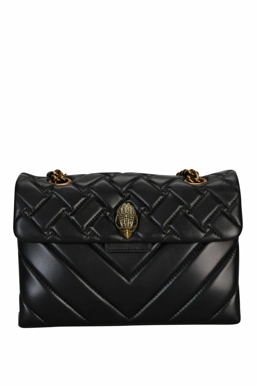 Bolso bandolera midi negro con logo águila dorada con cadena dorada
