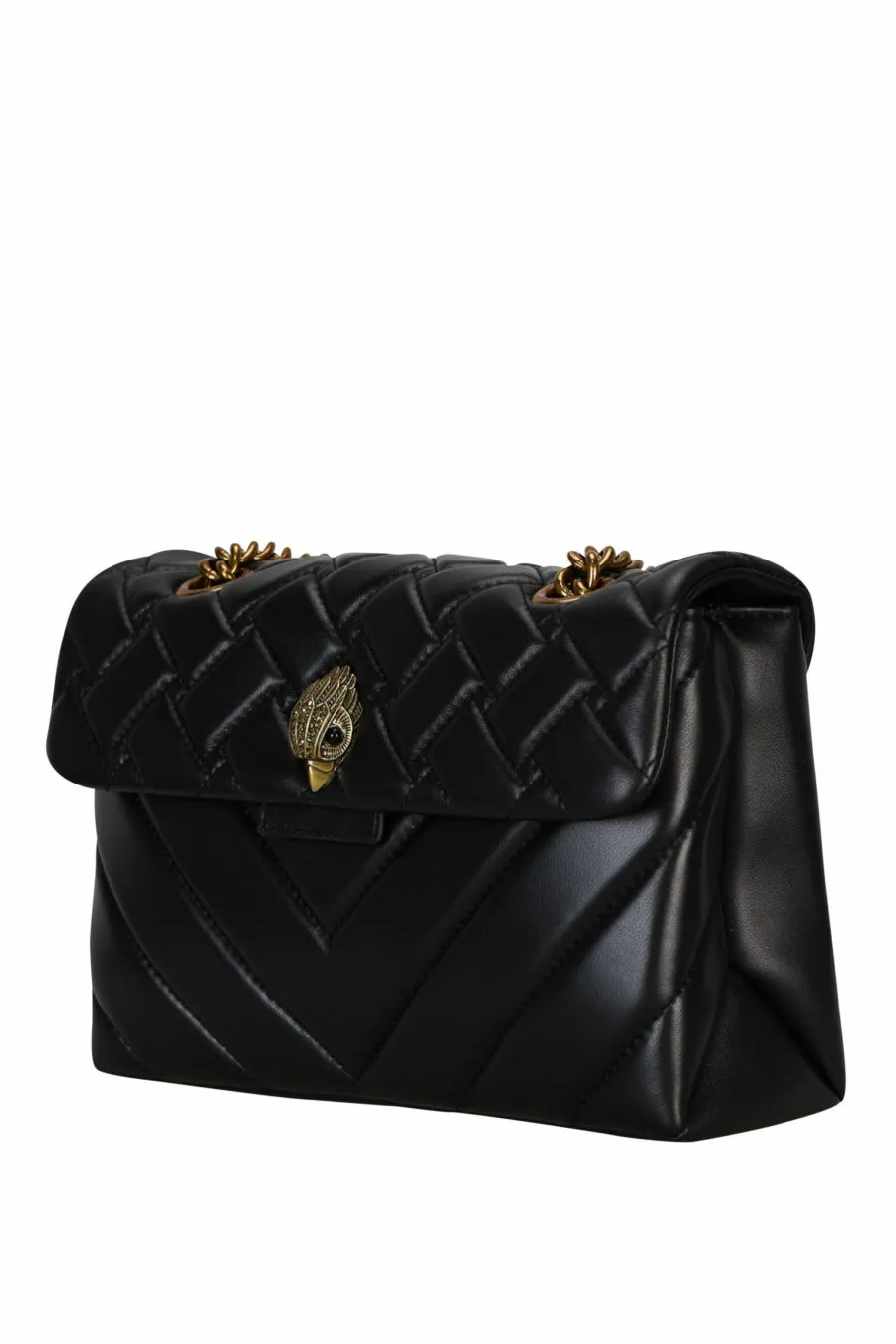 Bolso bandolera midi negro con logo águila dorada con cadena dorada