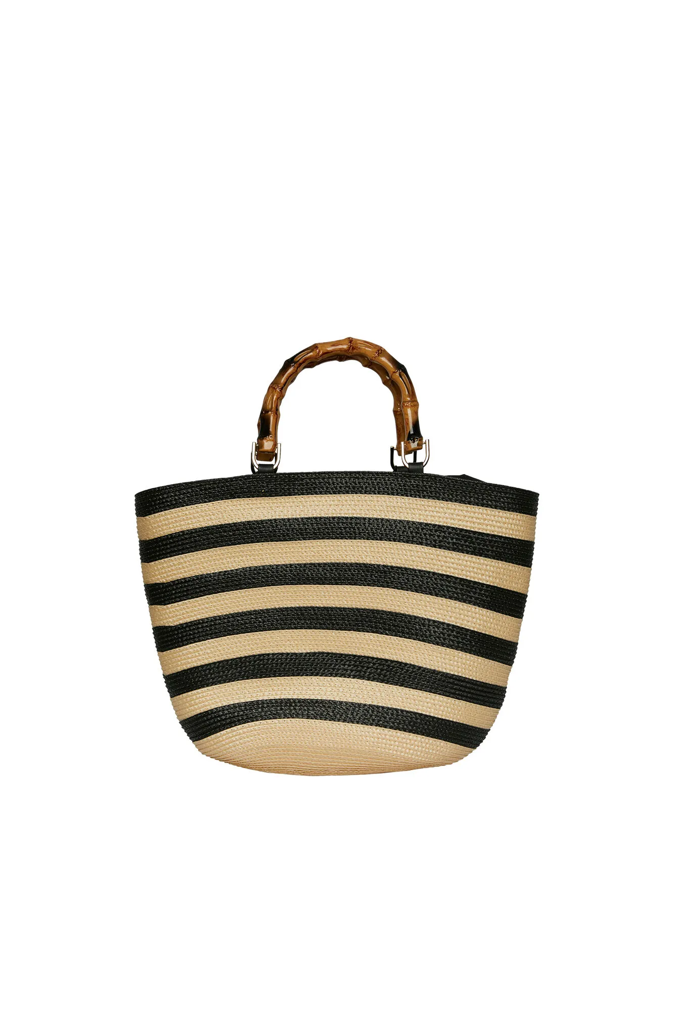 Bolso de mano a rayas efecto mimbre