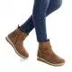 Botines planos Refresh camel con cremallera y detalle de cuerda
