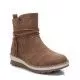 Botines planos Refresh camel con cremallera y detalle de cuerda