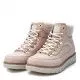 Botines planos Xti rosas con cordones y detalle textil en el tobillo