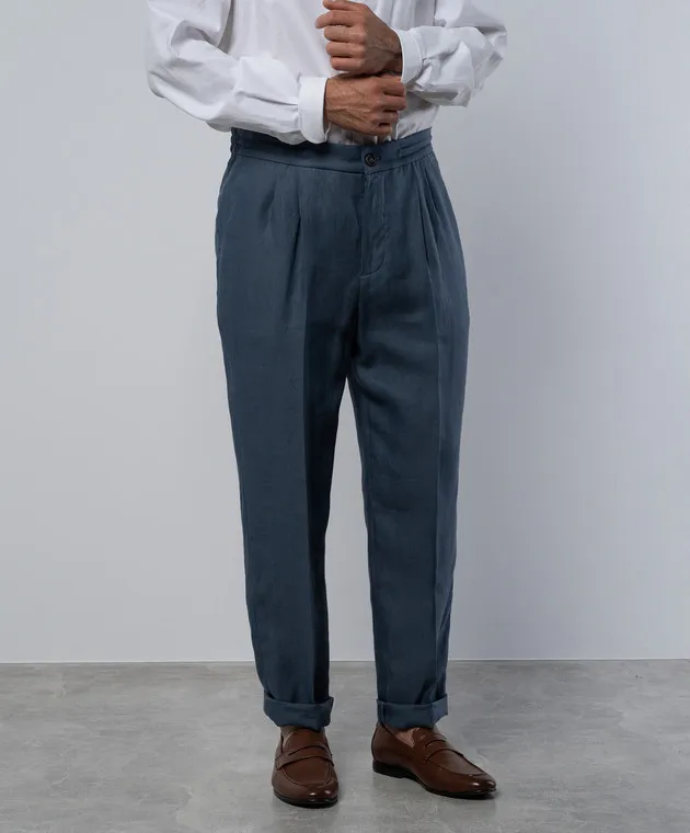Brunello Cucinelli Blue linen pants