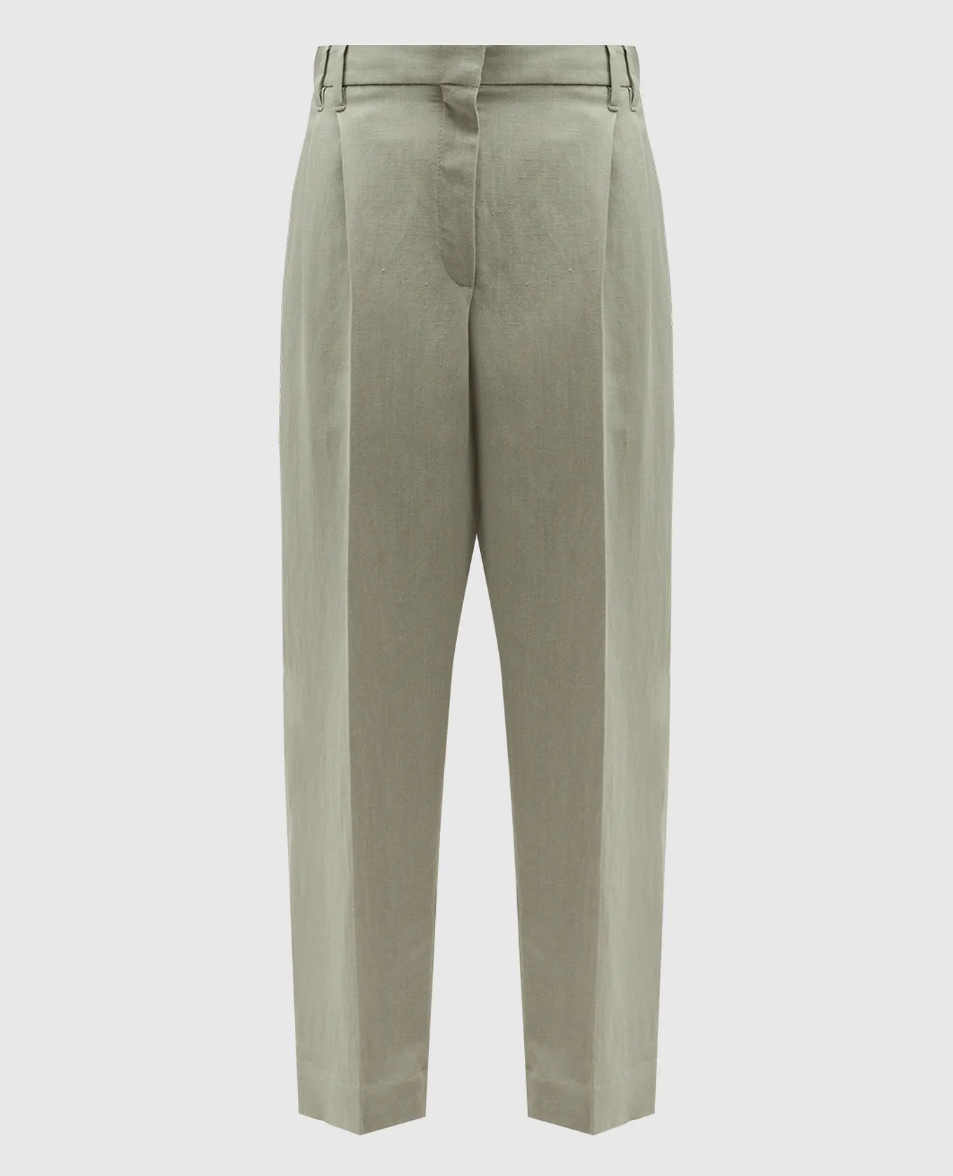 Brunello Cucinelli Gray linen pants with monil chain