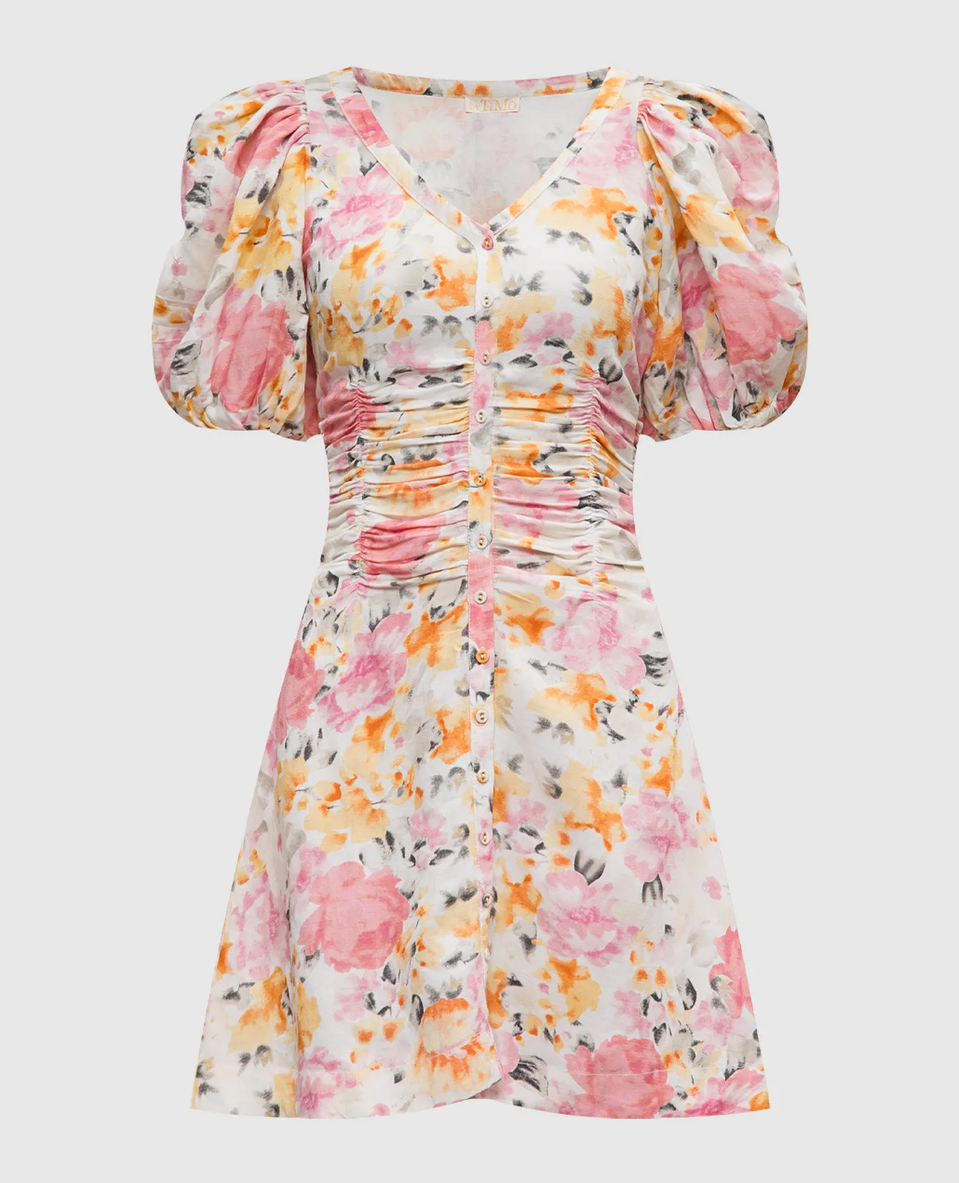 byTimo Beige dress with linen in a floral print