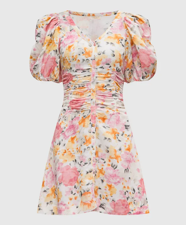 byTimo Beige dress with linen in a floral print