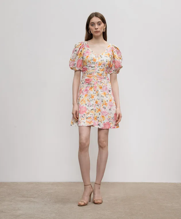 byTimo Beige dress with linen in a floral print