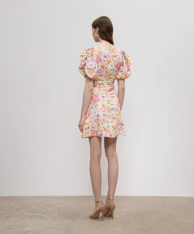 byTimo Beige dress with linen in a floral print
