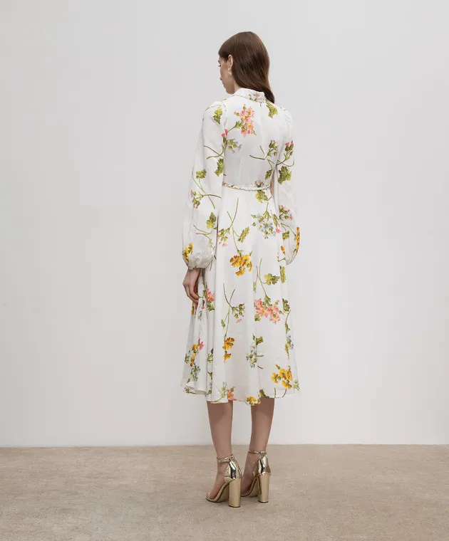 byTimo White shirt dress with linen in a floral print