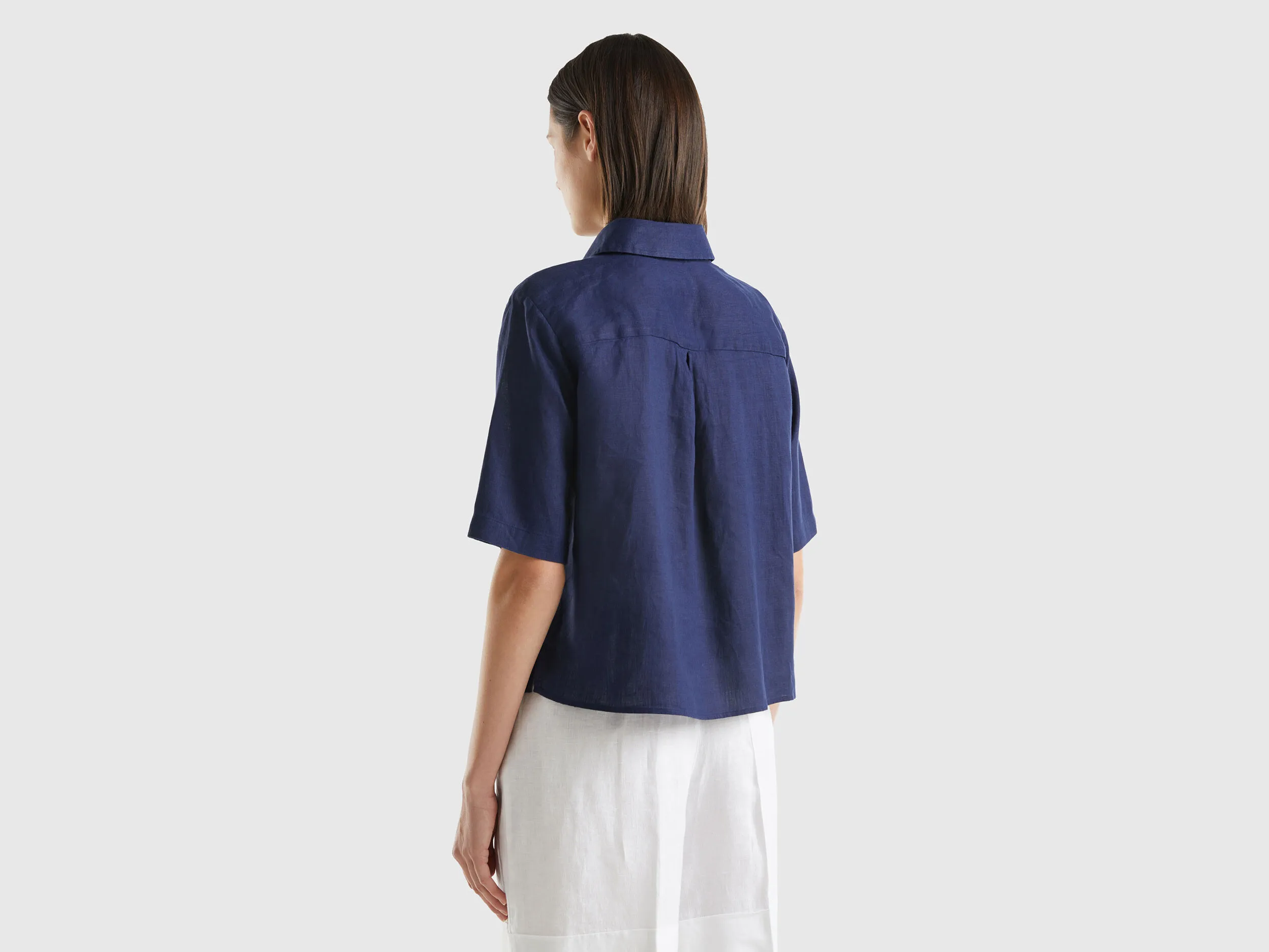 Camisa corta de puro lino