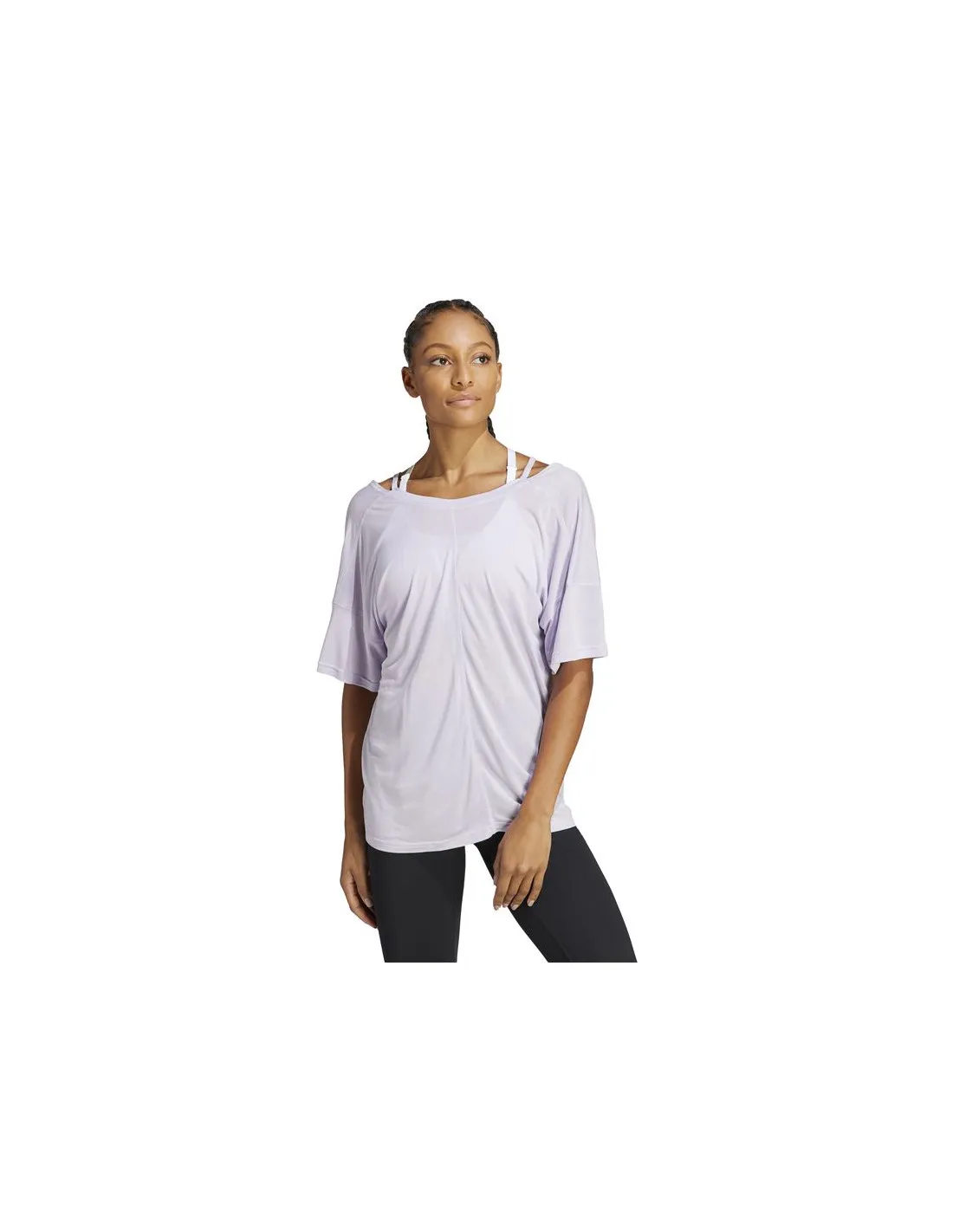 Camiseta adidas Yoga Studio Oversized Lila Mujer