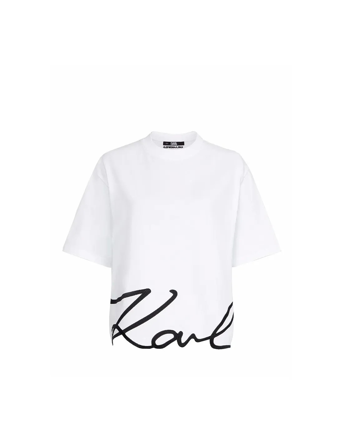 Camiseta blanca con dobladillo Karl Signature
