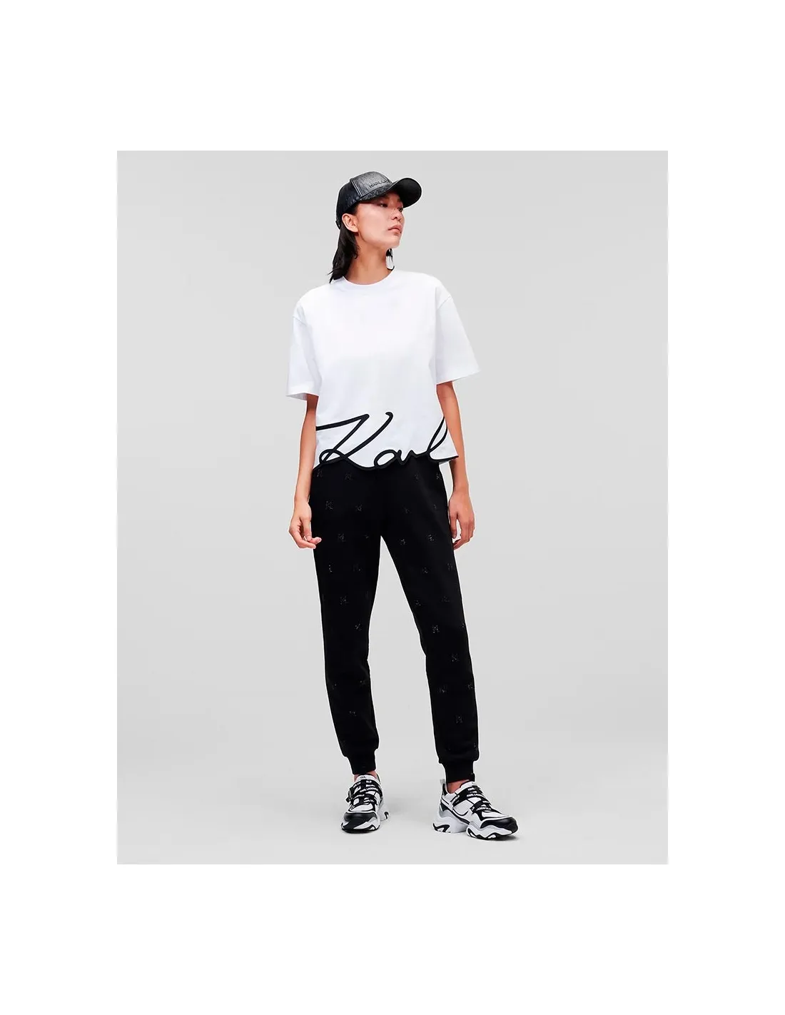 Camiseta blanca con dobladillo Karl Signature