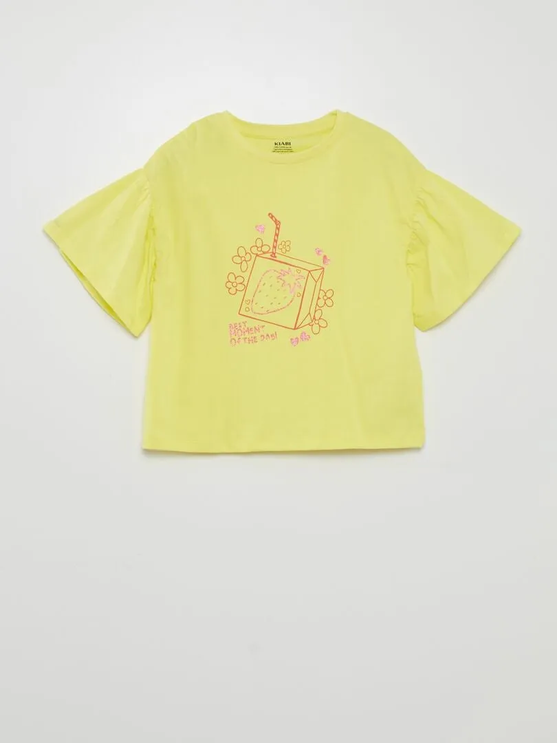 CAMISETA DE MANGA CORTA ESTAMPADA 'FRUTAS'  AMARILLO