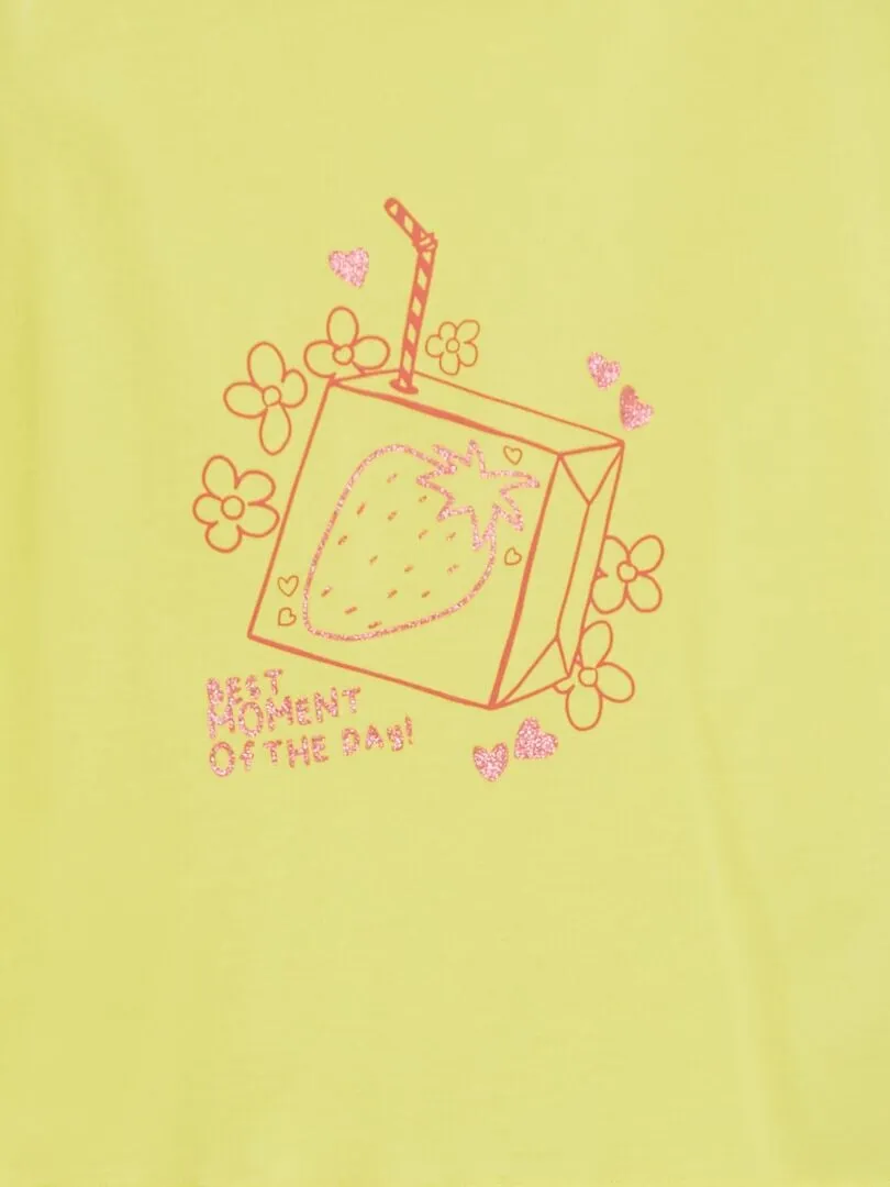 CAMISETA DE MANGA CORTA ESTAMPADA 'FRUTAS'  AMARILLO